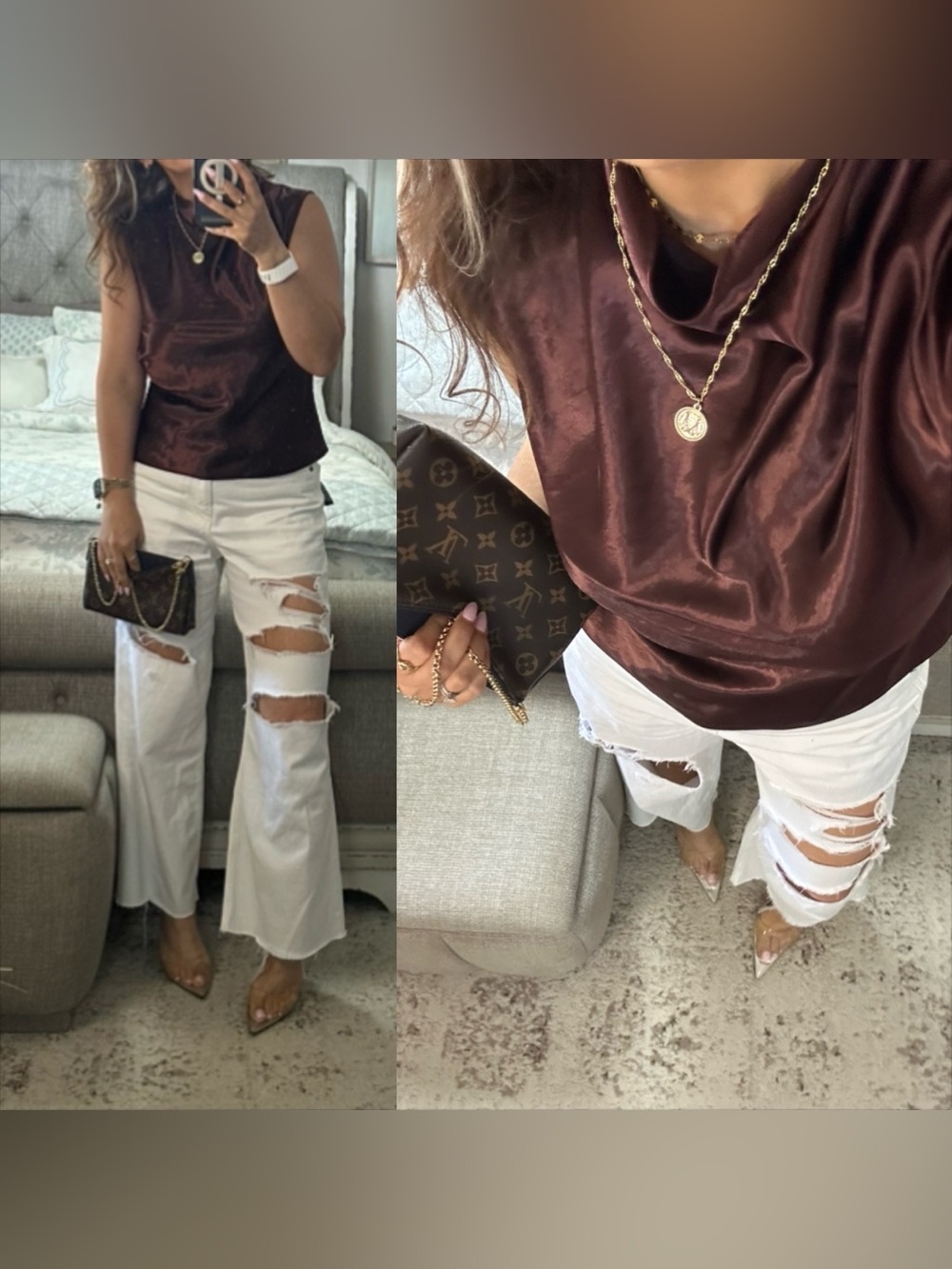 New🍂 🍷 Luxe Burgundy Satin Cowl Neck Sleeveless Top